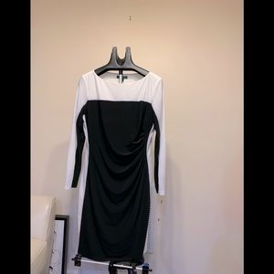 Ralph Lauren Black and White Long Sleeve Midi Dress